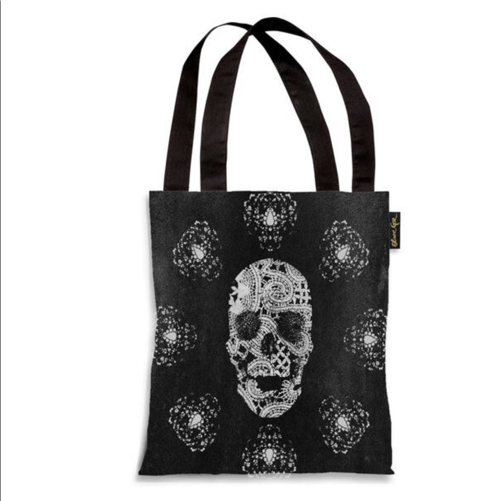 Oliver Gal ‘Lace and Leather’ Black Tote Bag